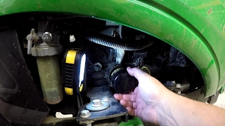 Deere 1025R 50hr200hr Engine Oil  Filter Change [upl. by Ahsrats]