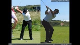 Jon Rahm golf swing  Long Iron faceon amp downtheline July 2017 [upl. by Ydur782]