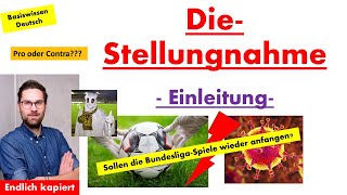 Deutschprüfung  Einleitung Stellungnahme  Abschlussprüfung Deutsch [upl. by Atteuqahs602]