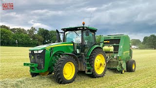 JOHN DEERE Tractors Mowing Raking Baling Hay [upl. by Colton508]