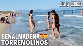 BENALMADENA TO TORREMOLINOS MALAGA SPAIN LATEST BEACH WALK UPDATES IN JULY 2021 4K [upl. by Nosirrah]