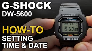 Gshock DW5600  Setting time and date tutorial [upl. by Festatus]