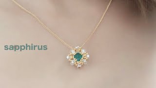 【ビーズステッチ】スワロフスキーSS39を包んだミニペンダントの作り方 How to make a Mini Pendant Necklace with swarovski ss39 [upl. by Yonah462]