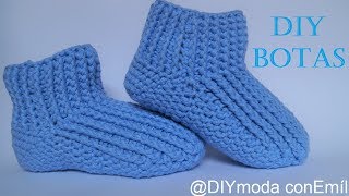 Pantuflas Botas tejidas a crochet paso a paso [upl. by Mossolb880]