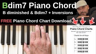 B diminished chord piano  Bdim  Bdim7  Inversions Piano Tutorial [upl. by Arrec]