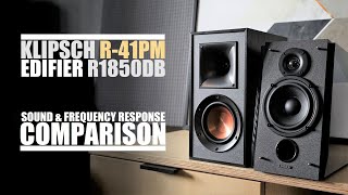 Klipsch R41PM vs Edifier R1850DB  Sound amp Frequency Response Comparison [upl. by Karwan522]