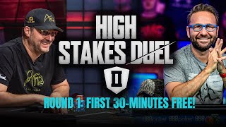 High Stakes Duel II  Round 1  Phil Hellmuth vs Daniel Negreanu [upl. by Saxe853]