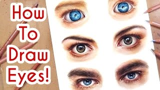 DRAWING EYES PART 1 Coloured Pencil Drawing Tutorial Episode 6 [upl. by Ennairej]