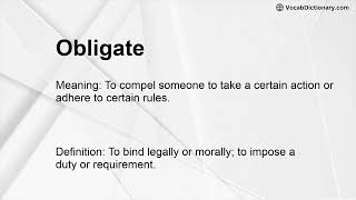 Obligate Meaning [upl. by Odnam]