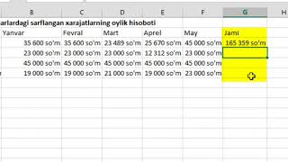 Excelda formulalar bilan ishlash [upl. by Saundra]