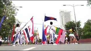 Parade landmark lighting highlights of Aseans 50th year celebration [upl. by Aroon]