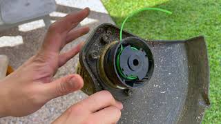 How to Retread the Line on the Ryobi Cordless One 18V Line Trimmer [upl. by Kinsman394]