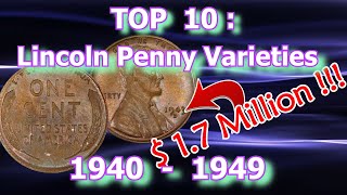 Top 10 1940s Lincoln Penny Varieties Worth Money [upl. by Aguste7]