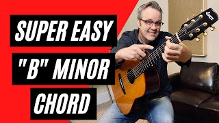 EASY B MINOR CHORD  Easy Beginner Guitar Lesson [upl. by Namor]