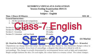 Class7 English  Annual Exam Question Paper  Session 202425 Session Ending Exam for KV students [upl. by Innaig]