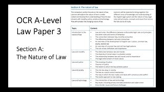 OCR ALEVEL LAW PAPER 3 SECTION A THE NATURE OF LAW REVISION [upl. by Nahtanaoj]