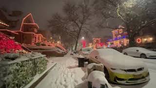 NYC LIFE 2020  Snow Walk Christmas in Dyker heightBrooklyn New York Dec16 [upl. by Barbette]