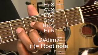 Guitar Chord Tutorial How To Play A Diminished 7th Chord Dim7 On Guitar EricBlackmonMusic [upl. by Leumel]