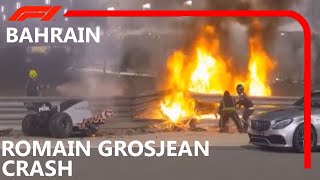 F1 2020 Bahrain  Massiv Crash  Romain Grosjean escaped the fire [upl. by Tolley]