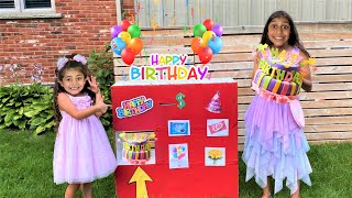 Deema and Sally Pretend Play with Birthday Cake Vending Machine Toy for Kids Story [upl. by Fatimah]