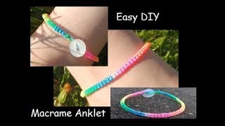 Easy Macrame Anklet ankle bracelet Tutorial [upl. by Hahcim690]