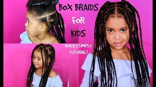 EASY BOX BRAIDS FOR KIDS Rubber band Method Jessica Pettway [upl. by Ahsemak497]