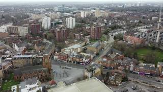 Drone closer look of Acton in London [upl. by Yromem]