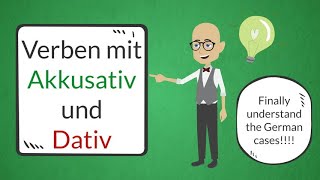 Deutsch lernen  Learn German A2  Verben im Akkusativ und Dativ  The German cases in under 8 min [upl. by Annahpos]