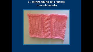 TRENZA SIMPLE DE 4 PUNTOS  TEJIDA A PALILLO [upl. by Kusin]