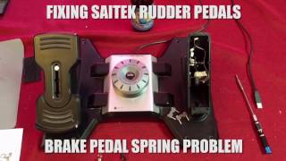 Saitek rudder pedals  repair broken brake spring [upl. by Anilram]