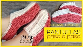 Cómo tejer PANTUFLAS CROCHET FÁCILES ❤️ [upl. by Orelu432]