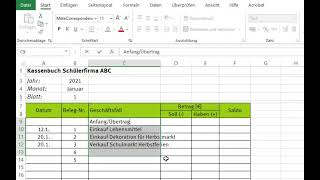 Buchhaltung ganz praktisch Kassenbuch Excel Grundlagen [upl. by Pierre]