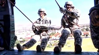 Rappeling From Helicopters • US Army Air Assault School [upl. by Annayat]