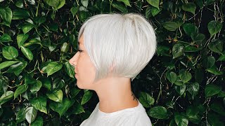 SHORT BOB HAIRCUT asymmetrical bob haircut tutorial  NIKITOCHKIN [upl. by Ringler]