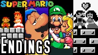 Super Mario ALL ENDINGS 19851995 SNES NES [upl. by Shawna]