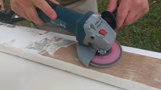 Removing wood paint with grinder and Flap disk [upl. by Aifos462]