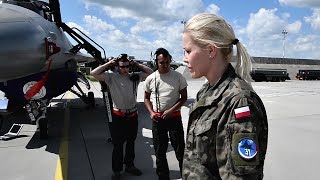 US Polish F16 Jets Take Off During NATO Exercise Baltic Operations 2017 [upl. by Llehsal]