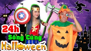 Thử Thách 24H Sống Cùng HALLOWEEN  Vê Vê Channel [upl. by Munmro]