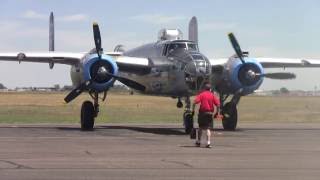 B25 Bomber shutdown startup taxi takeoff [upl. by Akciret]