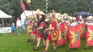 Roman Reenactment at the Amphitheatre in Caerleon Marching In [upl. by Antonella439]