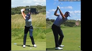 Justin Thomas golf swing  Long Iron faceon amp downtheline July 2017 [upl. by Nahtad28]