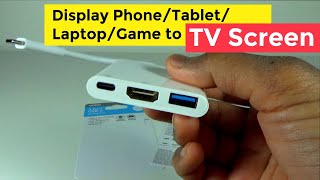 PhoneTabletGadget to TV  USB TypeC to HDMI 4K Adapter Hub Data Charging 3 Port  TESTED [upl. by Esille111]