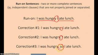 Grammar Lesson 23 1 Run ons Comma Splices and Fragments [upl. by Tybie]