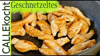 Putengeschnetzeltes in Champignon Rahmsoße  Schnelles leckeres Rezept [upl. by Kernan]