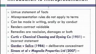 Misrepresentation Lecture 1 of 4 [upl. by Edd]