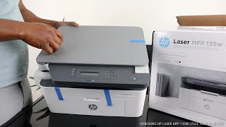 UNBOXING HP LASER MFP 135 W  FULL TOUR amp REVIEW [upl. by Dnalsor807]