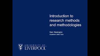 Introduction to research methods and methodologies [upl. by Wachtel]