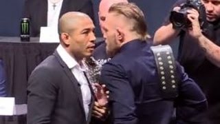 UFC 194 Jose Aldo vs Conor McGregor Staredown [upl. by Hahnert]