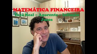 Matemática Financeira  Taxa Real  Aparente e Inflação  Juros [upl. by Tivad]