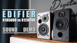 Edifier R1850DB vs Edifier R1280DB  Sound Demo w Bass Test [upl. by Ninel671]